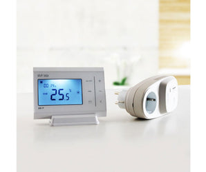 draadloze thermostaat set met stopcontact ontvanger optima en tc400 plug-in voor aansturing van infraroodverwarming