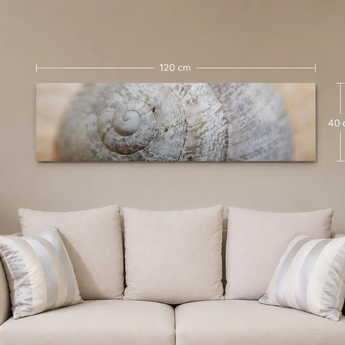 THERON ART 500 infrarood fotoverwarming met schelpfoto, 40 × 120 cm, boven een bank