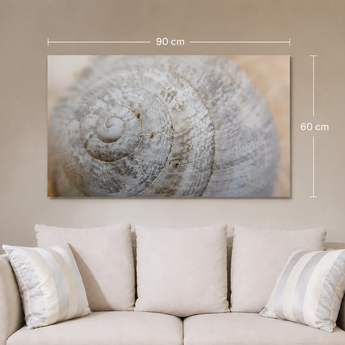 THERON ART 600 infrarood fotoverwarming met schelpfoto, 60 × 90 cm, boven een bank
