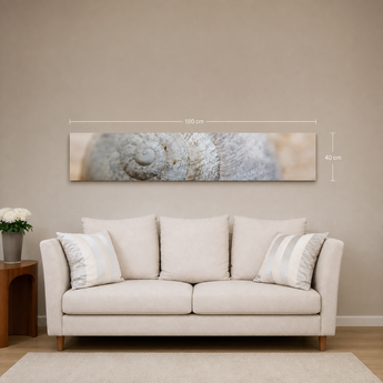 THERON ART 820 infrarood fotoverwarming met schelpfoto, 40 × 180 cm, boven een bank