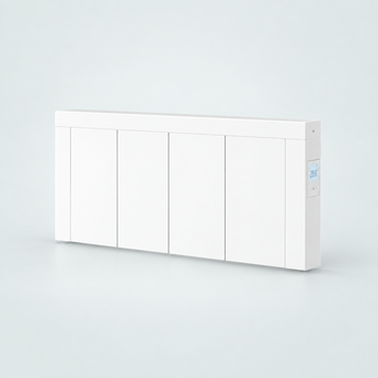 THERON Modern 800W lage warmteopslagradiator in RAL 9003 signaalwit