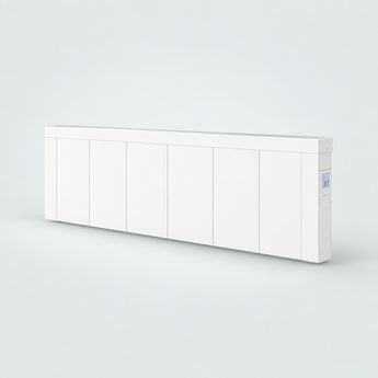 THERON Modern 1200W lage warmteopslagradiator in RAL 9003 signaalwit
