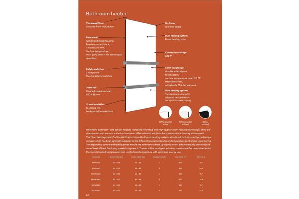 Welltherm Glazen dual zone handdoek droger 550W